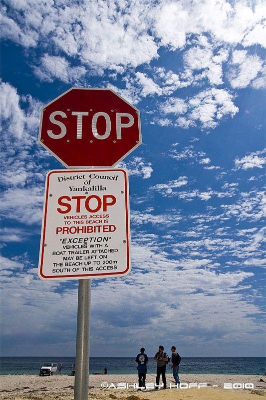 Stop sign, Normanville Beac